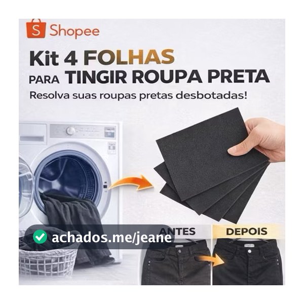 Kit 4 folhas de tingir roupas pretas desbotadas - Revitalize suas peças