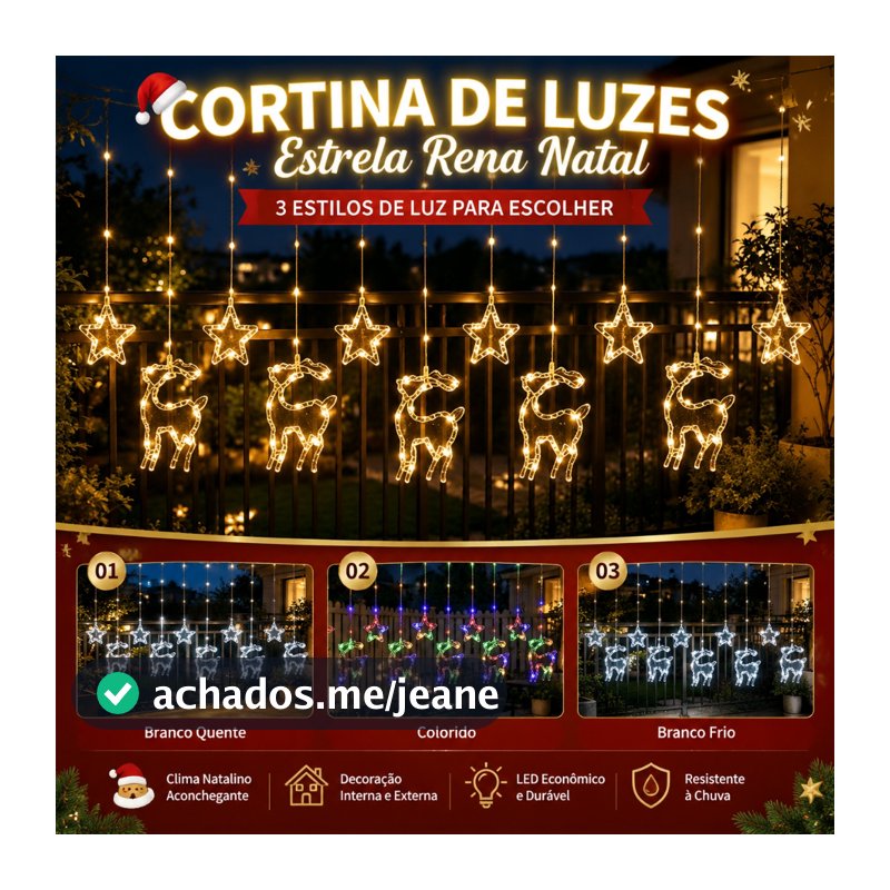 3M Bivolt 110V–220V Cortina de Luz LED Natal Estrela 5 Pontas Pisca-pisca Quintal Festa KL-511