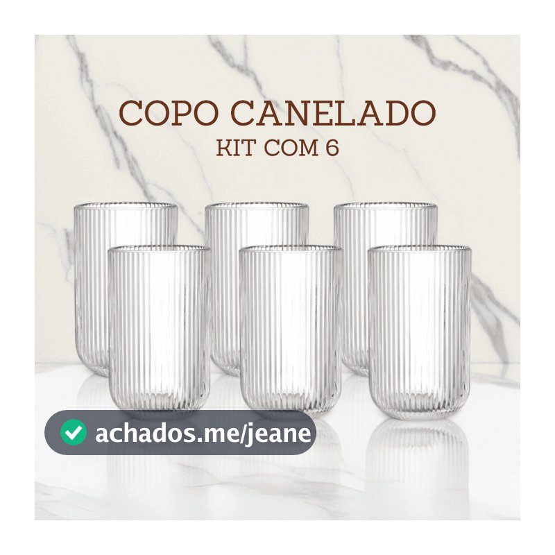 Jogo De Copos 6 Peças De Vidro Cameratta Canelado 420ml Suco Agua