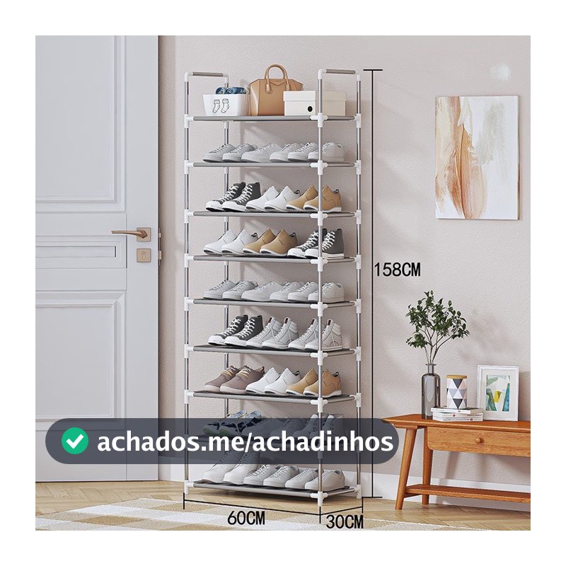 Prateleira Sapateira 9 Andares De Metal E Plastico Organizador Multiuso Prata Para Sapatos Calçados a
