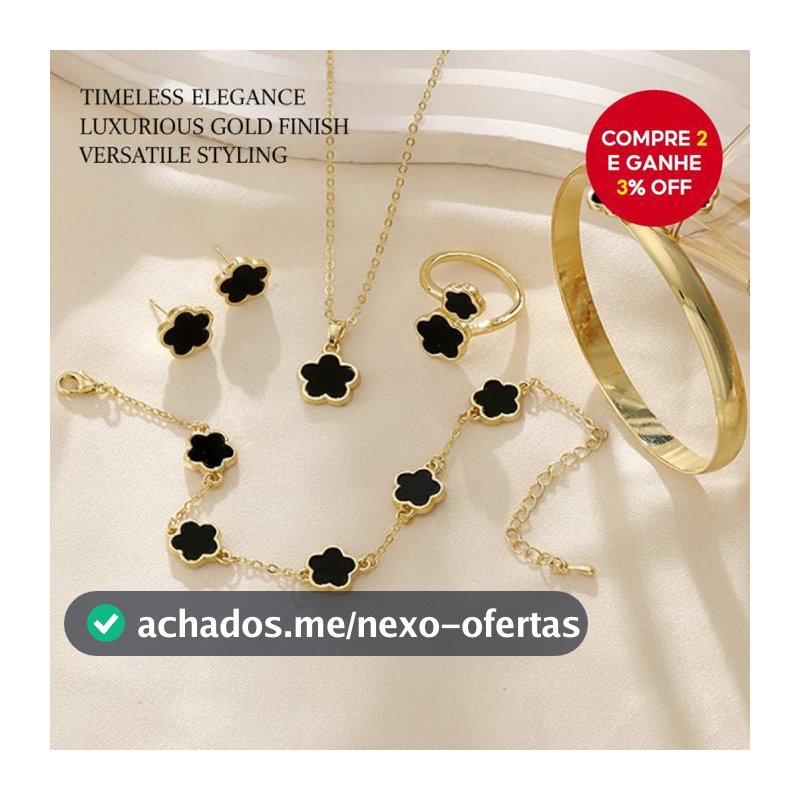 Colar Coreano De Cinco Flores 5 Peças Conjunto De Joias De Ouro Presente De Natal Para Amigos