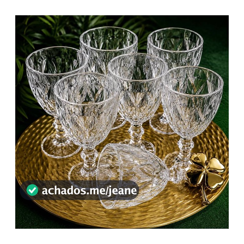 Jogo De Taças De Vidro Diamond Cristal 325ml 6 Peças