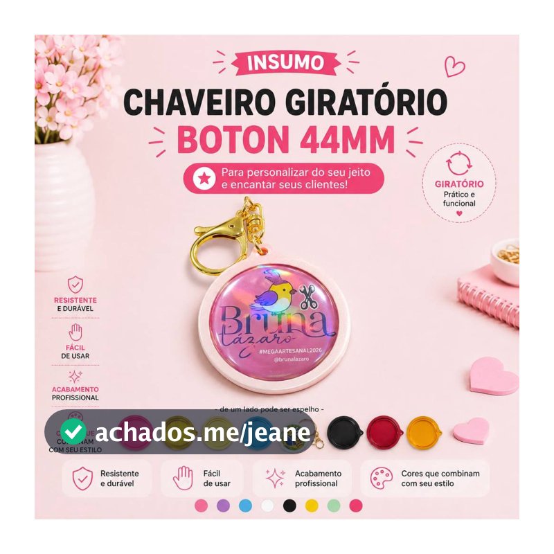 INSUMO 44MM Chaveiro GIRATÓRIO Base Dupla Face Giratória para Boton