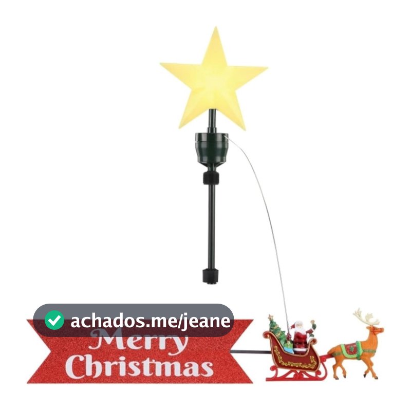 Ponteira Árvore Natal Estrela Animada LED Papai Noel Movimento 110v Enfeite Luxo Premium