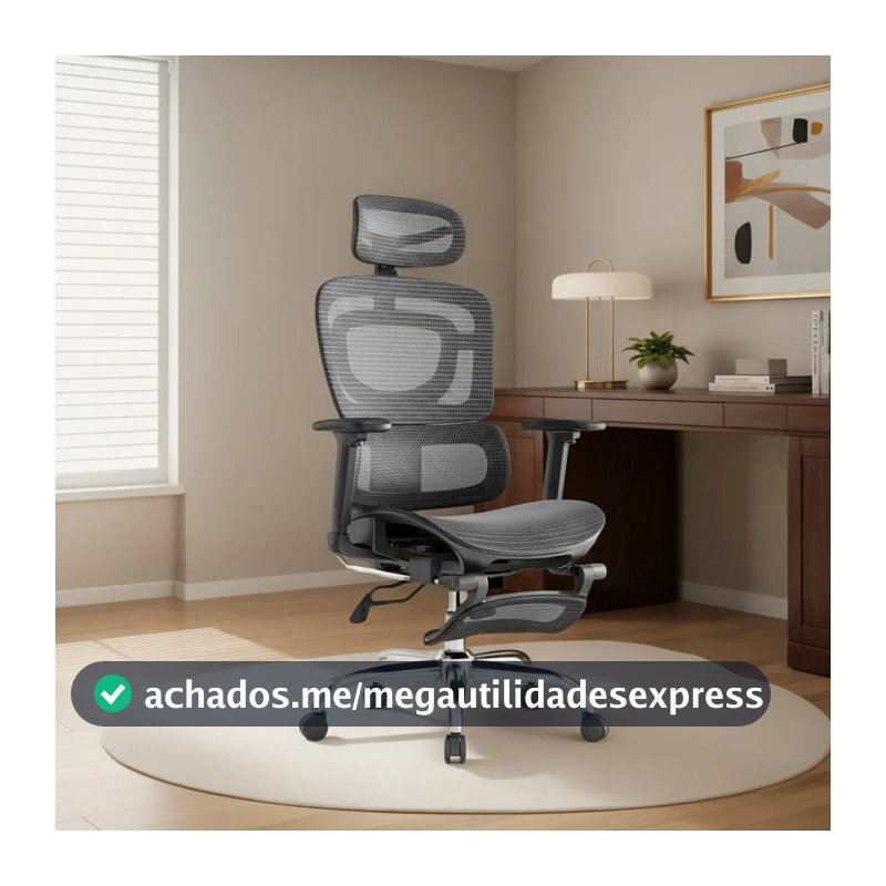 Cadeira Escritório Ergonômica Mônaco BT07/WT07 Luvinco Malha Respirável Lombar Adaptável Apoio Pés
