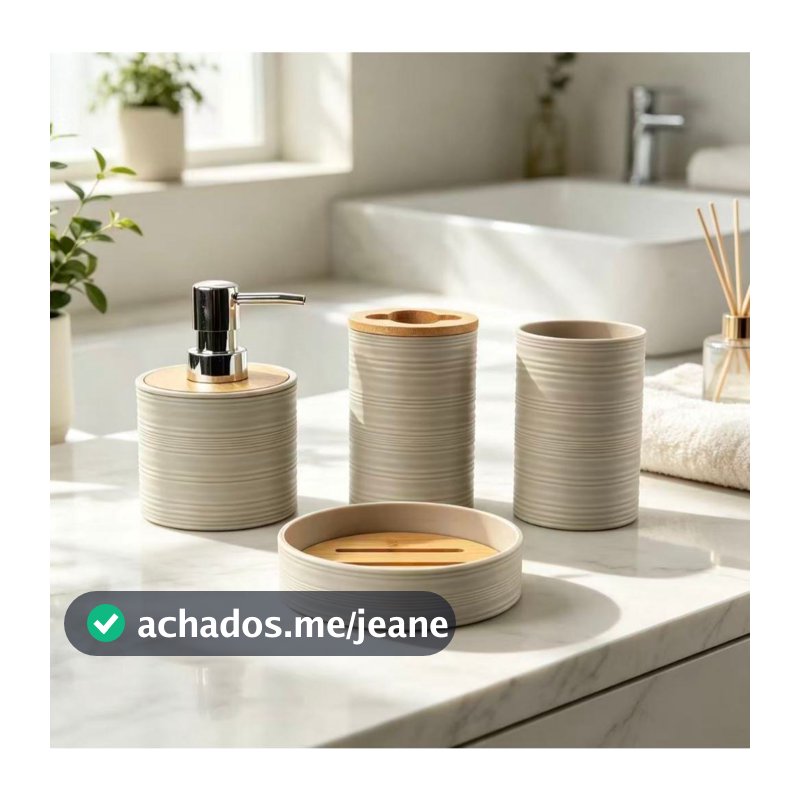 Conjunto de Acessórios para Banheiro 4 Peças Design Moderno para Organização da Pia