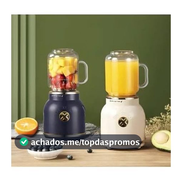 Mini Liquidificador Portátil Copo Caneca 500ml e 450ml Com 10 Lâminas, Tampa, Canudo e Copo Recarregavel