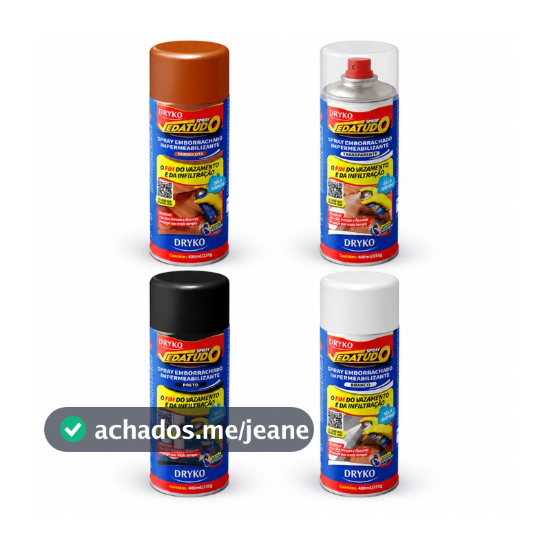 Spray Vedatudo 400ml Impermeabilizante Emborrachado Dryko