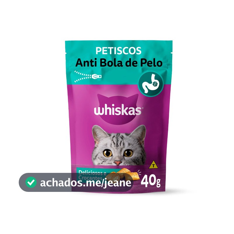 Petisco Anti Bola de Pelo Para Gatos Adultos 40 g Whiskas