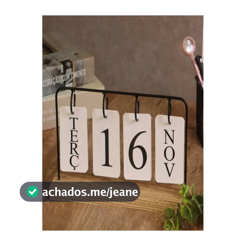 Calendário ingles  de Mesa Aramado Madeira com Placas Preto Decorativo Permanente