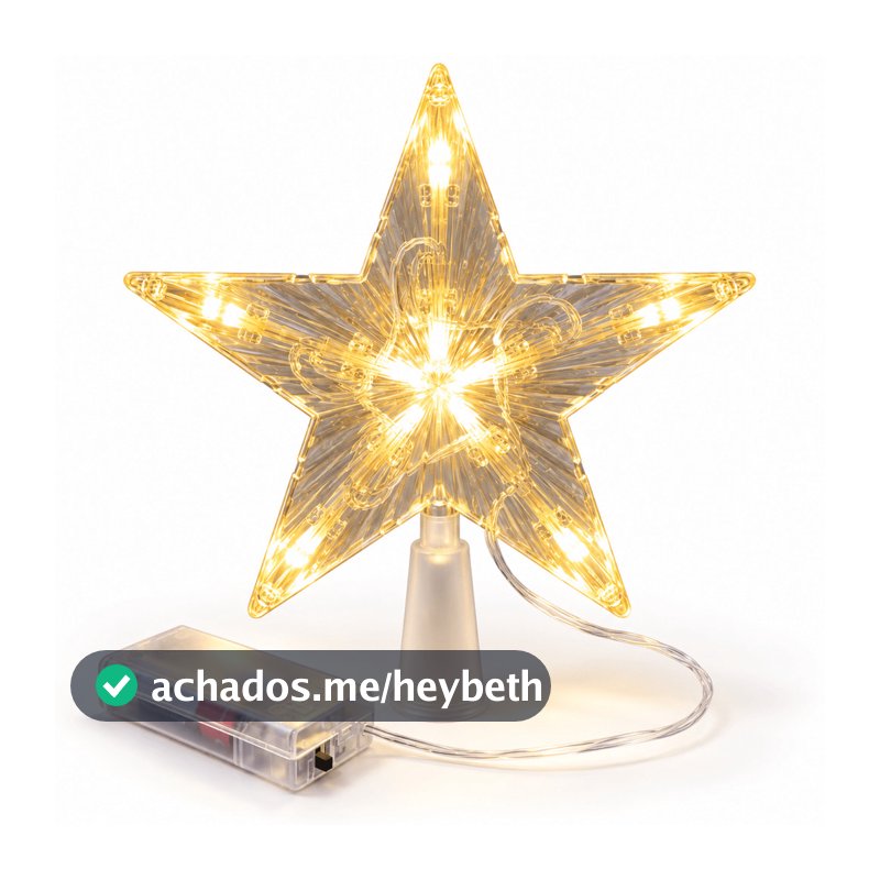 Estrela LED Ponteira de Árvore Natalina Iluminada Cristal Decoração