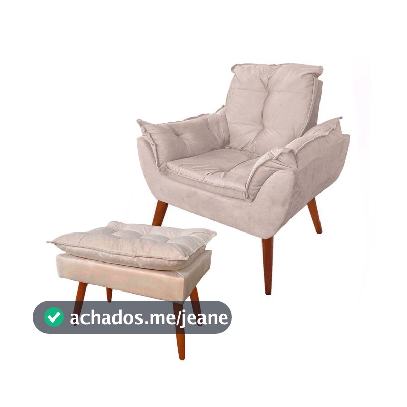 Kit Opala Poltrona + Puff Decorativo para Amamentação Suede Cores