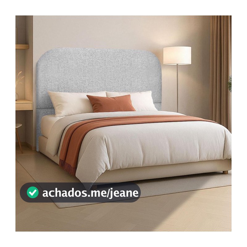 Cabeceira Cama Box Queen 160 cm Estofada Revestida em Bouclé Orgânica