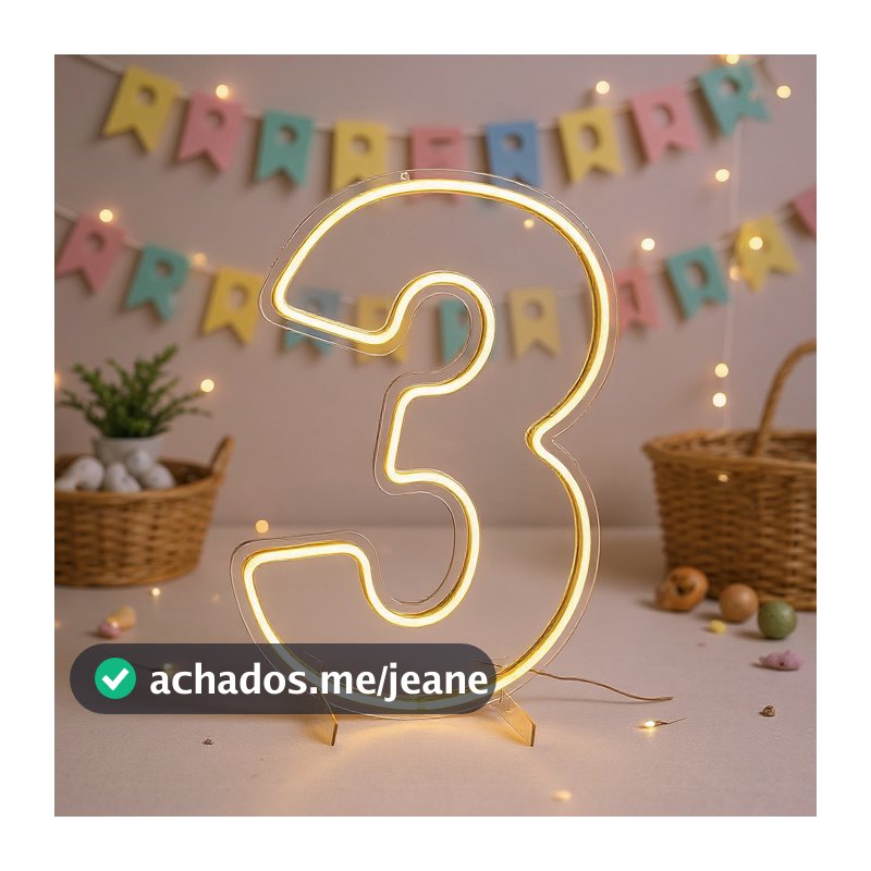 Painel Led Neon Números 0 A 9 Acr­lico 60 cm Alt. Para Festas