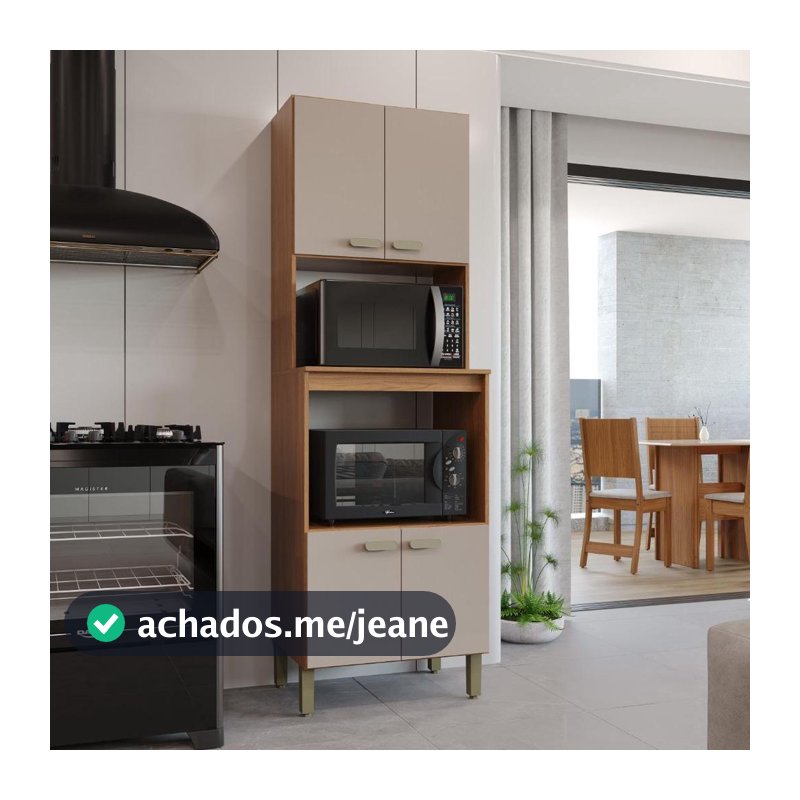 Torre Quente Modulada Para Forno Fidelitá Mariana 65cm 4 Portas Freijó/Camurça