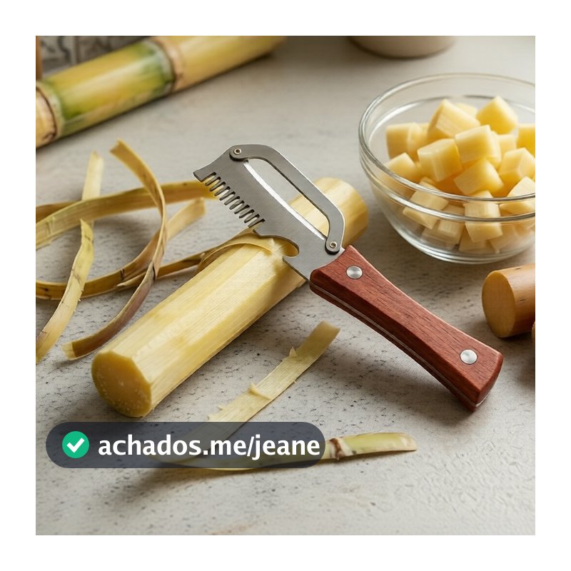 Descascador de Aço Inoxidável com Cabo de Madeira e Abridor Integrado para Frutas e Legumes