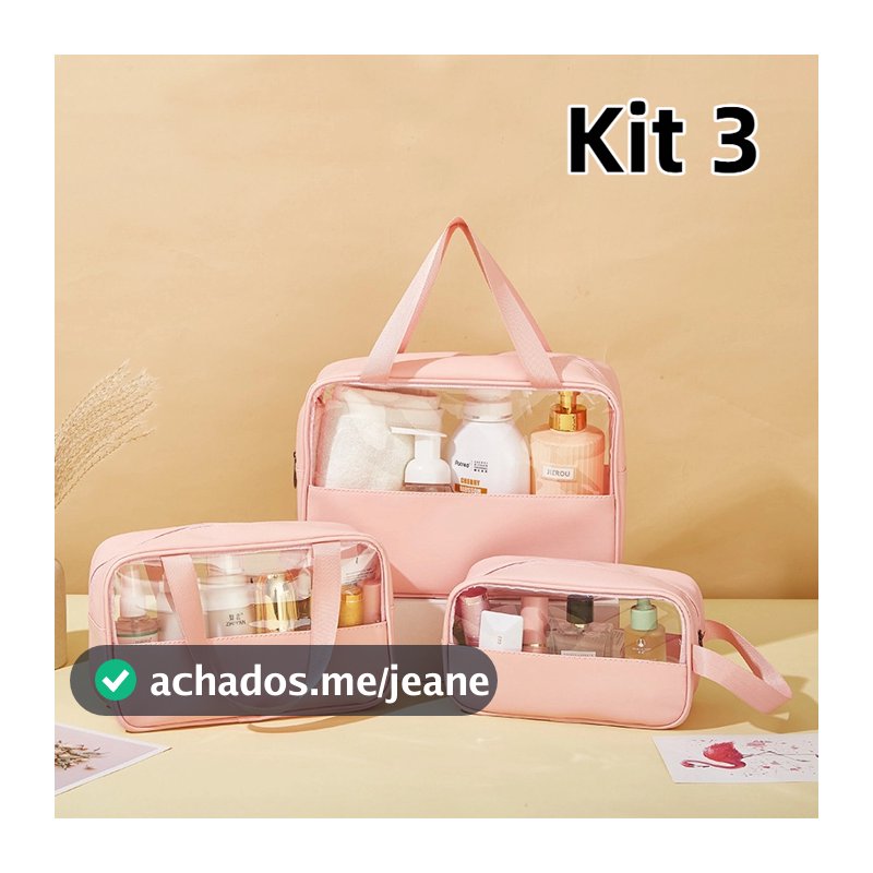 🔥Envio Rápido🔥Necessaire de Viagem PVC Transparente - Impermeável Espaçoso e Prático para Cosméticos