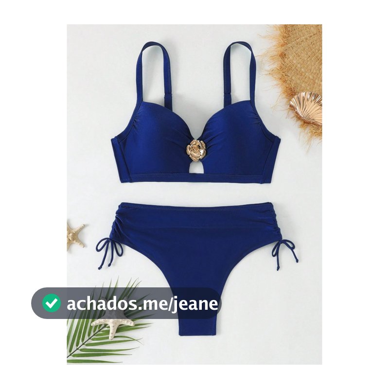 RWX  VEST Biquíni Plus Size com Detalhe Dourado e Laterais Ajustáveis 2025 XX547