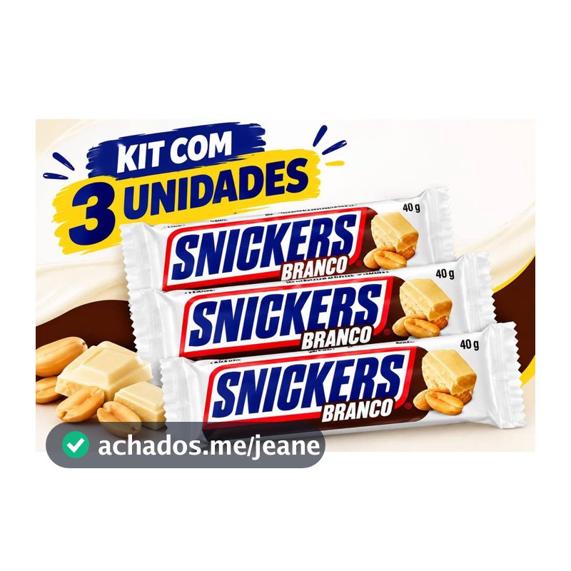 Kit Com 3 Chocolates Snickers Branco de 40g