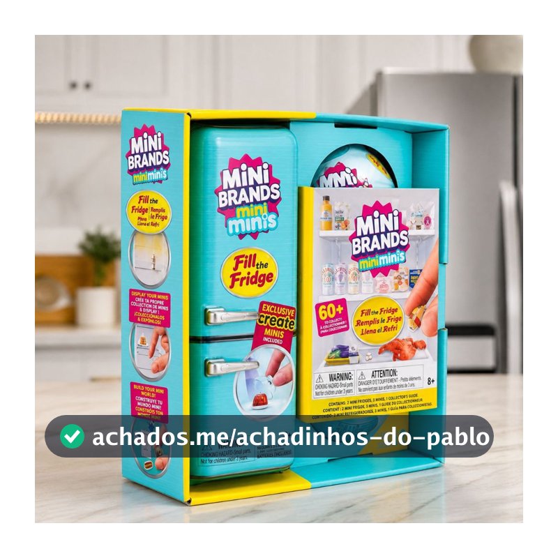 Geladeira Mini Minis + 2 Cápsulas Brinquedo Infantil