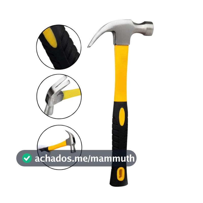 Martelo Unha Reta Profissional Cabo De Fibra Antiderrapante TPR Aço Forjado 23mm 27mm Resistente