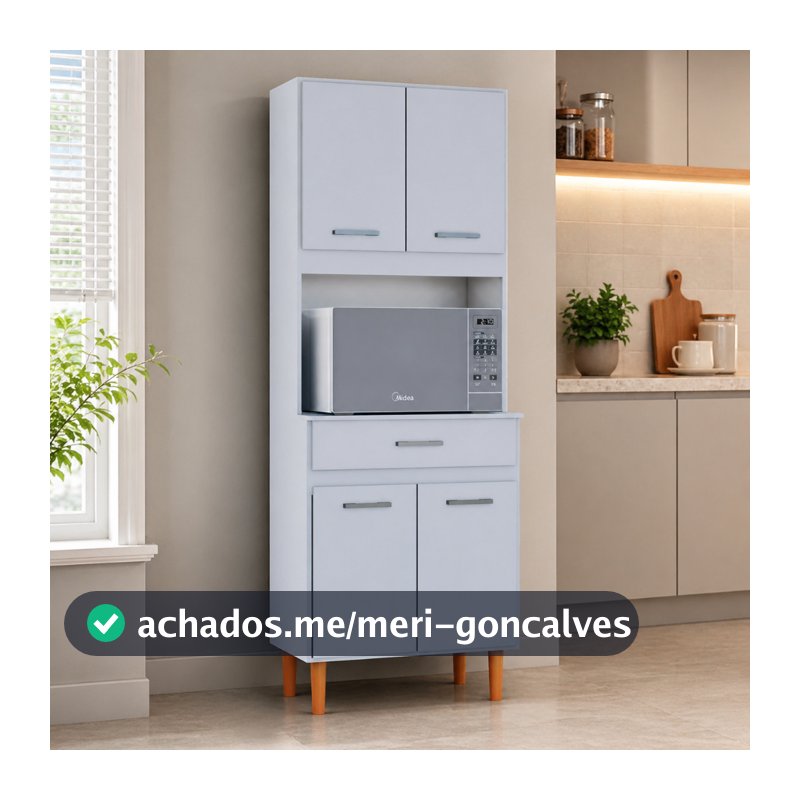 Armário Torre 4 Portas Bonatto Praticidade e Organização Impecável Cozinha Moderna