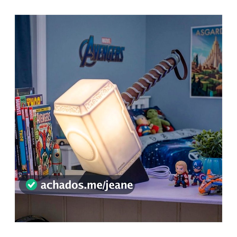 Luminária 3D Martelo do Thor Marvel ⚡ | Decoração Geek Temática Quarto Setup Gamer Colecionadores