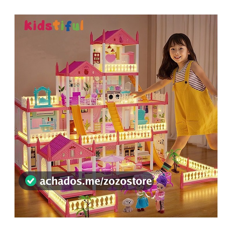 Brinquedo Casa De Boneca Com Luz LED Presente Para Menina