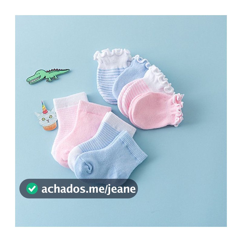 4 Pares Crianças Bebê Recém-Nascido Meias Luvas Anti-Risco Respirável Elasticidade Proteção Rosto Chuveiro Presente