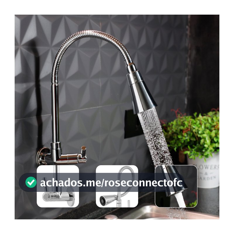 Torneira Gourmet Cozinha Parede Pia Flexível 2 Jatos Abs
