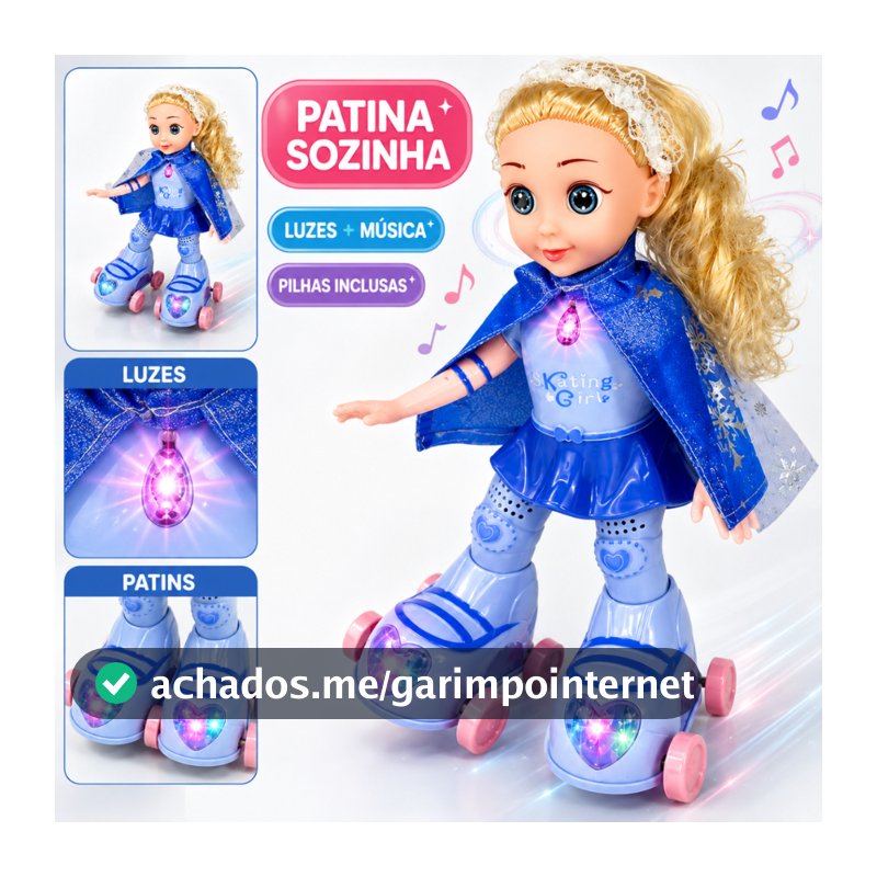 Boneca Amy Patinadora Infantil Menina Anda Canta Dança Acende Luzes Brinquedo