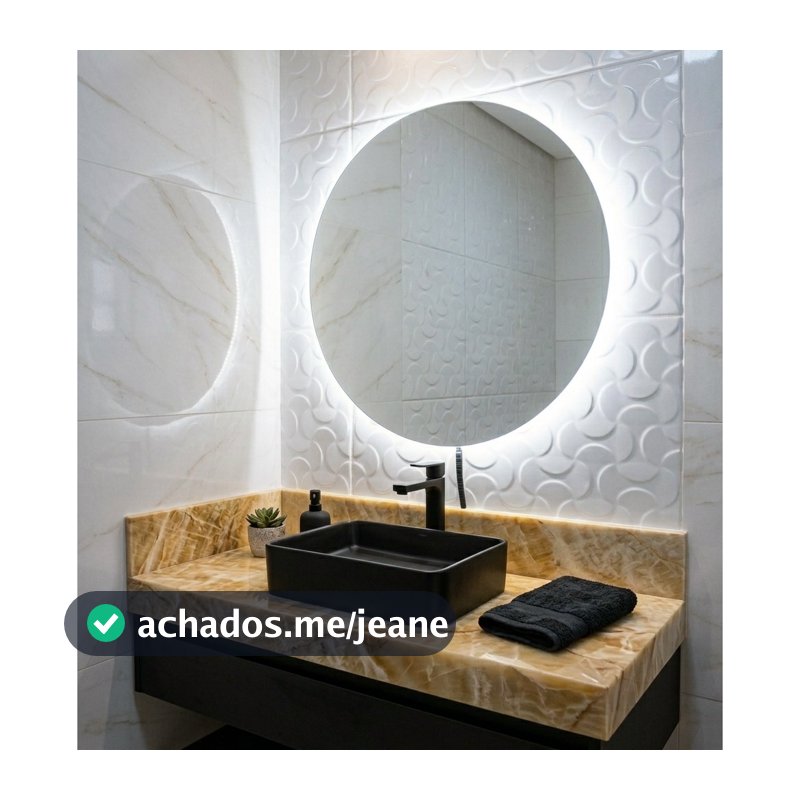 Espelho Redondo 50CmX 50Cm Lapidado com LED À PILHA ou FONTE 12V Ambiente Moderno Decoração