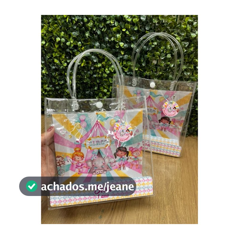 Sacola PVC Personalizada 20x20x8-Festa infantil- Lembrancinhas-Circo Rosa