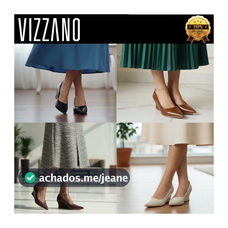 Sapato Feminino Vizzano Scarpin Salto Anabela Bico Fino Social Confortável e Elegante 1483100 Original