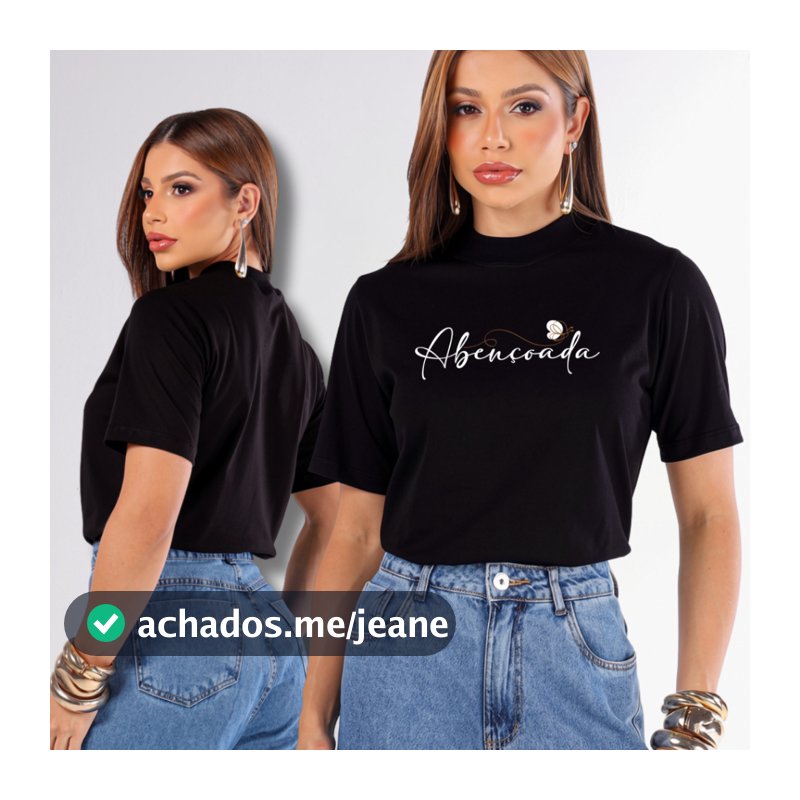 Blusa Gola Alta Feminina Elegante Algodão Premium Moda Evangélica Frase Cristã