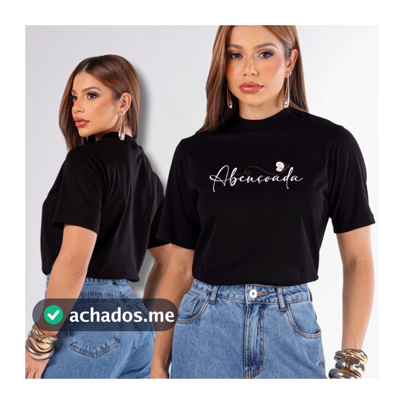 Blusa Gola Alta Feminina Elegante Algodão Premium Moda Evangélica Frase Cristã