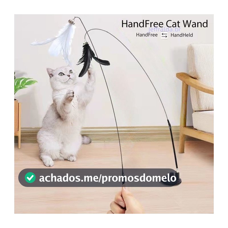 Brinquedo Varinha Gato Penas Pássaro Com Ventosa Fixa No Chão