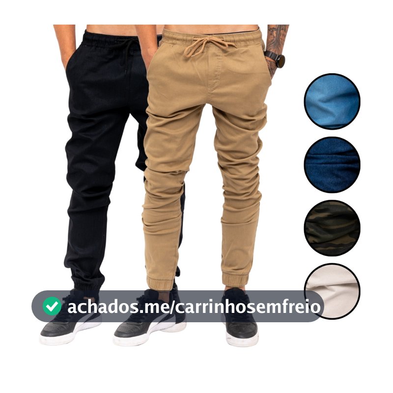 Calças Masculina Jogger Com Punho Elástico