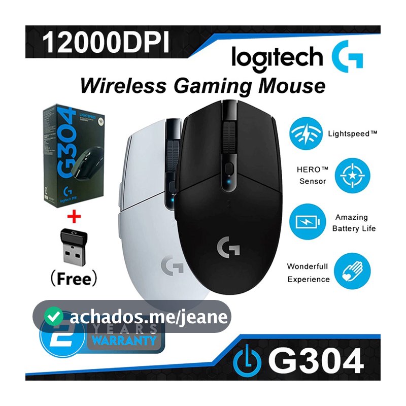Logitech G304 Black/White-Spoyl Wireless Gaming Mouse 2,000 DPI, Ergonomic Design, Delay Locking, Silent