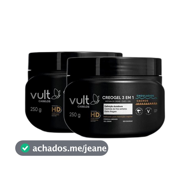 Kit 2 Vult Creogel 3 em 1 Ondulados e Cachos 250g