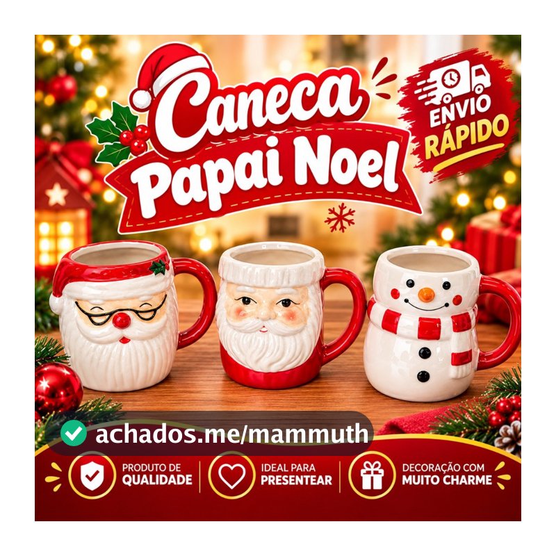 Caneca  papai Noel Porcelana Natal