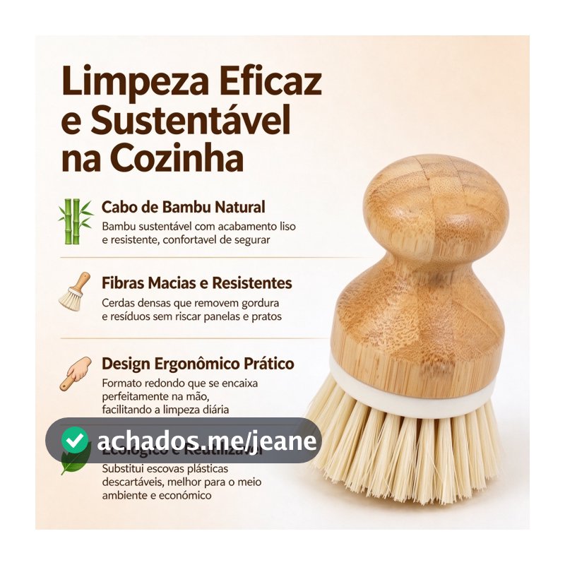 Escova De Limpeza Multiuso Pequena Cabo Bambu