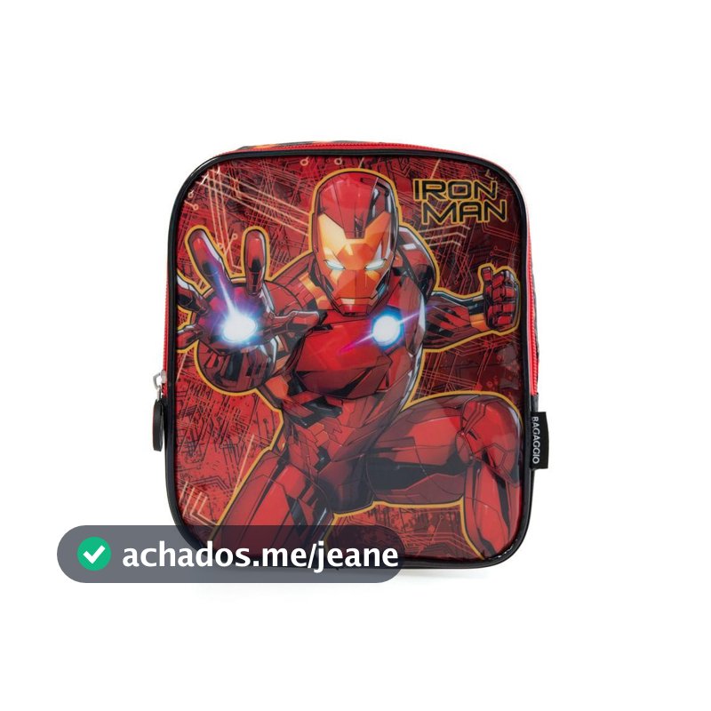 Lancheira Escolar Masculina Marvel Homem de Ferro Vermelha