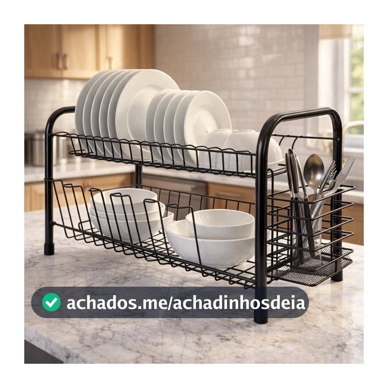 Escorredor Louça 13 Pratos Dois Andares Porta Talheres Copos