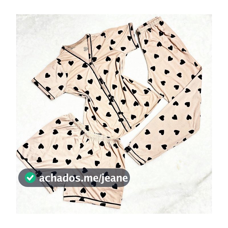 Kit Pijama Feminino 3 Peças Americano  Camisa Botões + Calça + Short Conforto Malha Amamentação