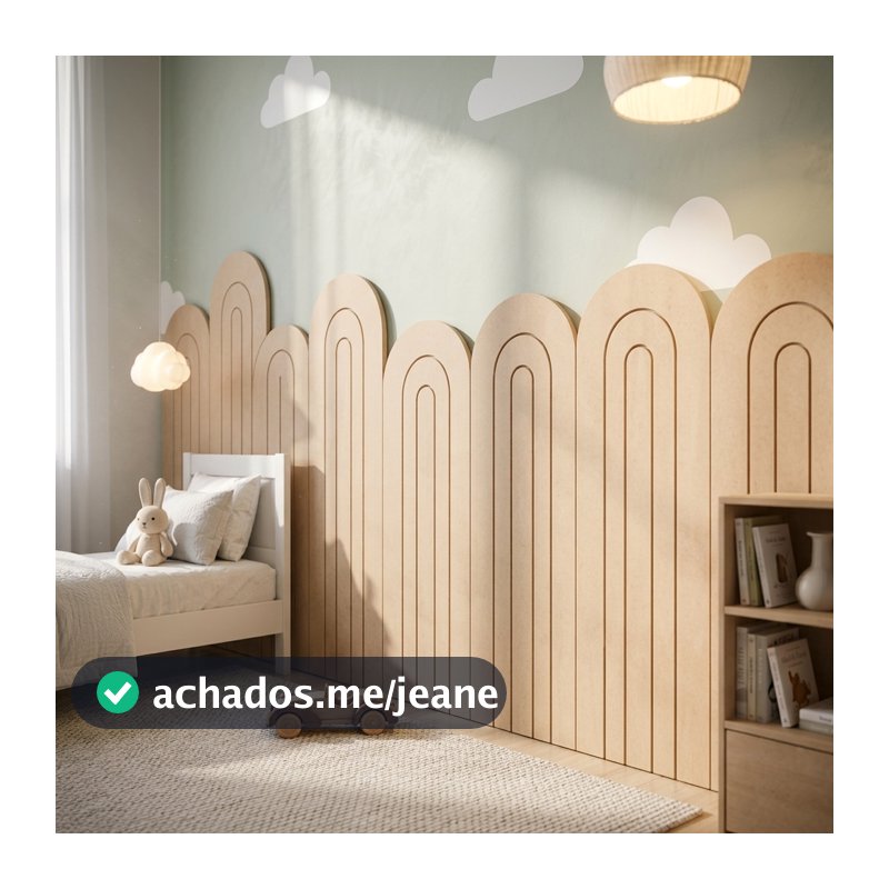 Painel Nuvem Grego MDF Cru 6mm 9 Peças 2,25m Quarto Bebê Infantil Decoração Parede Montessoriana com LED