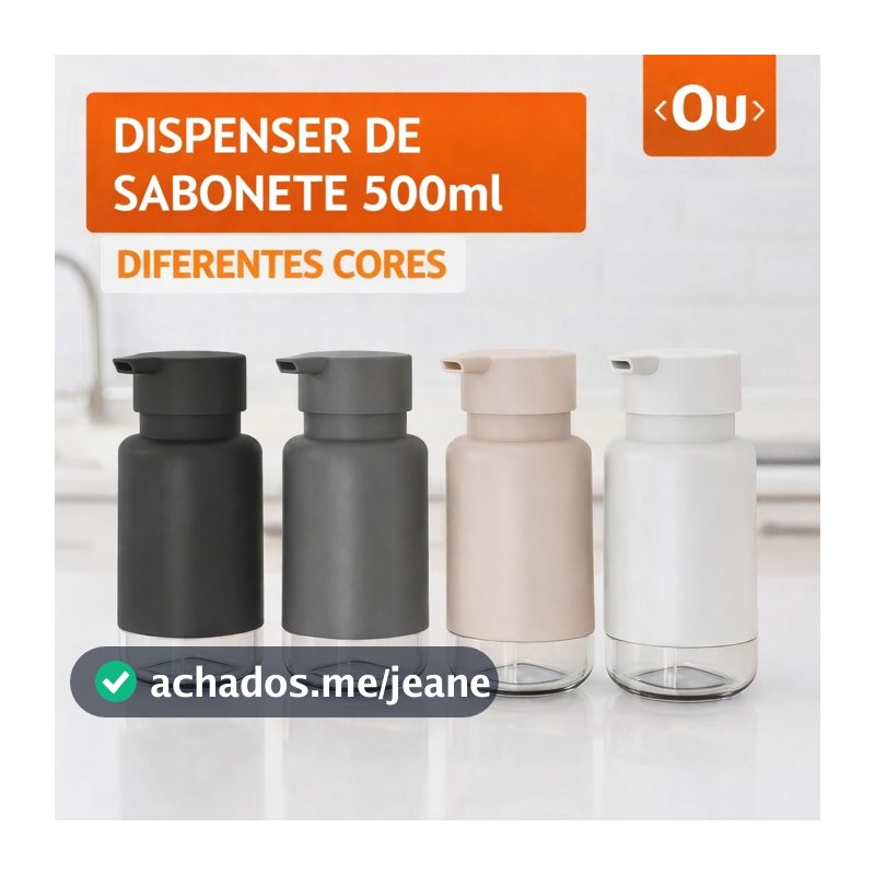 Porta Detergente Sabonete Liquido Dispenser Álcool Gel Ou 500ml Pia Cozinha Banheiro Lavabo Elegante