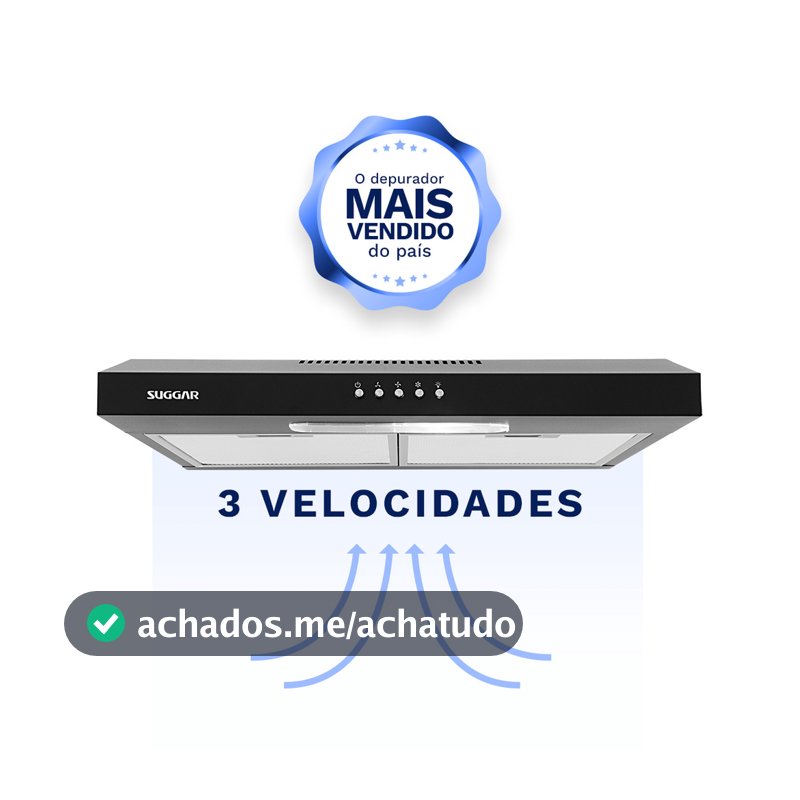 Depurador de Ar Slim 60cm Preto DPS161PT Suggar 127V