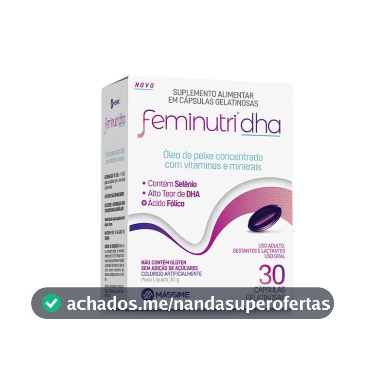 Feminidha Feminutri 30 Cps P/ Gestantes - DHA Concentrado + Ômega 3 + Selênio e Ácido Fólico Massime