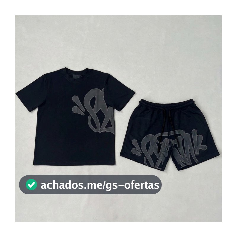 Conjunto Camiseta + Short Moletom Synaworld Central Trap Hip Hop Conjunto Y2k Streetwear Syna Shirt de Verão